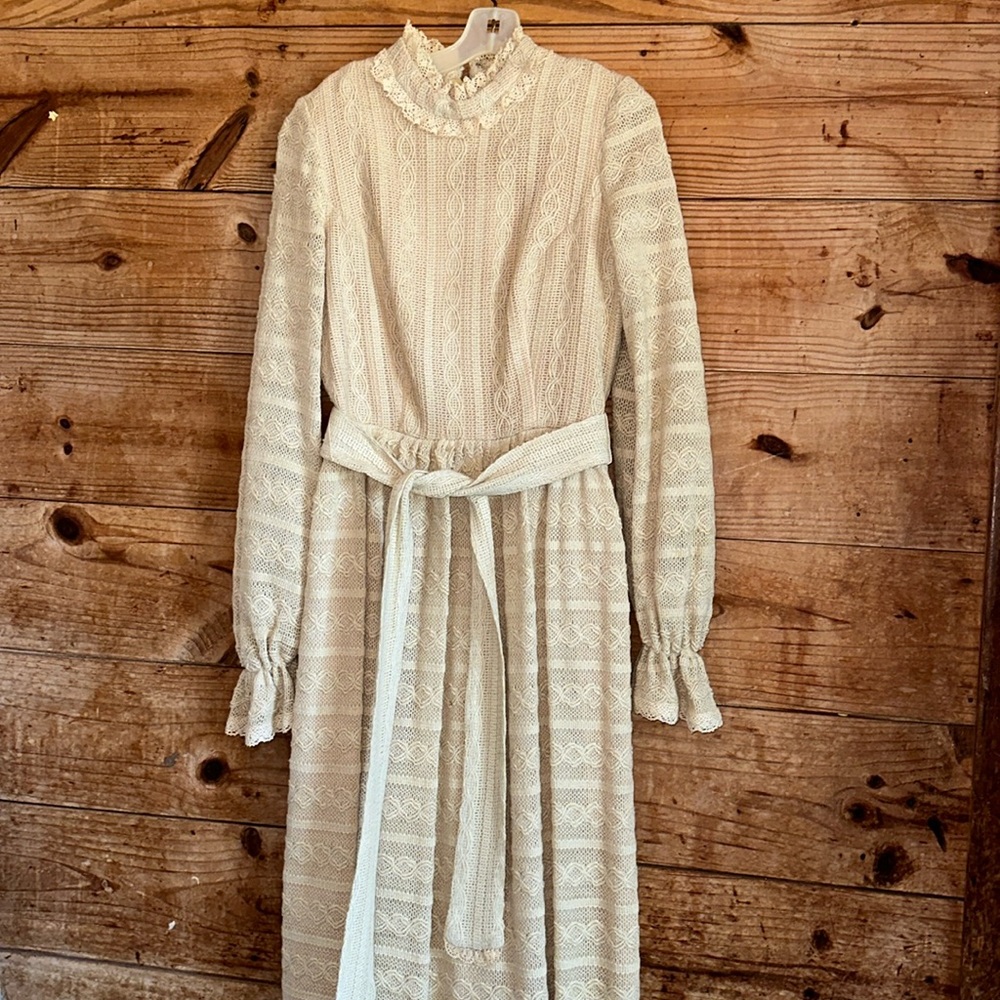 Vintage California Calliope Linen Blend Cottage Core Dress